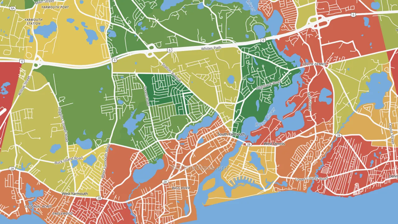South Yarmouth, MA Map of Burglary Rates