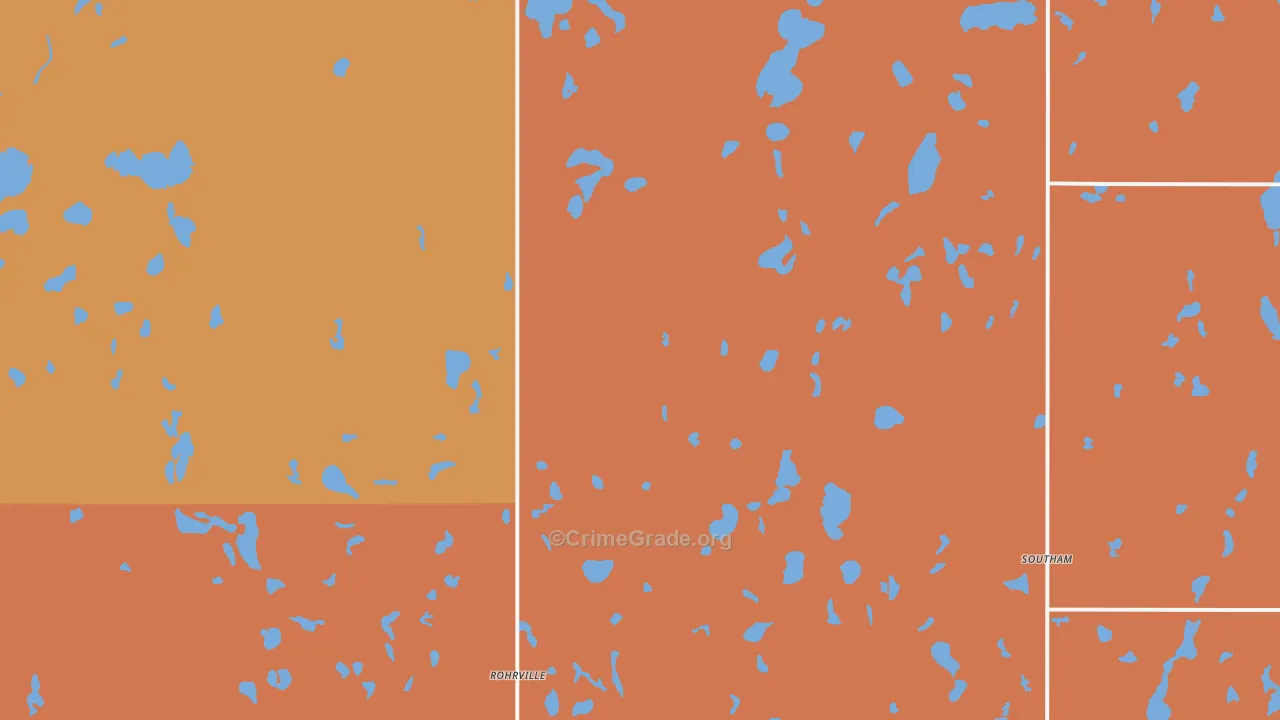 Southam, ND Map of Burglary Rates