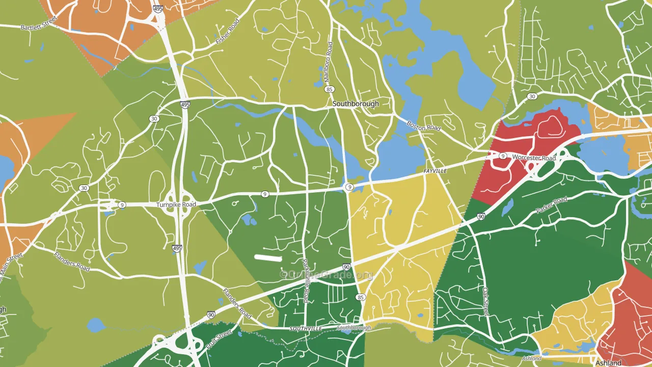 Southborough, MA Map of Burglary Rates