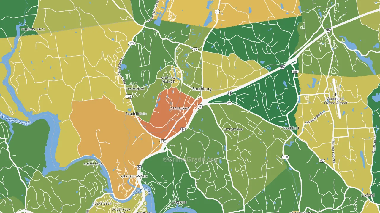 Southbury, CT Map of Burglary Rates