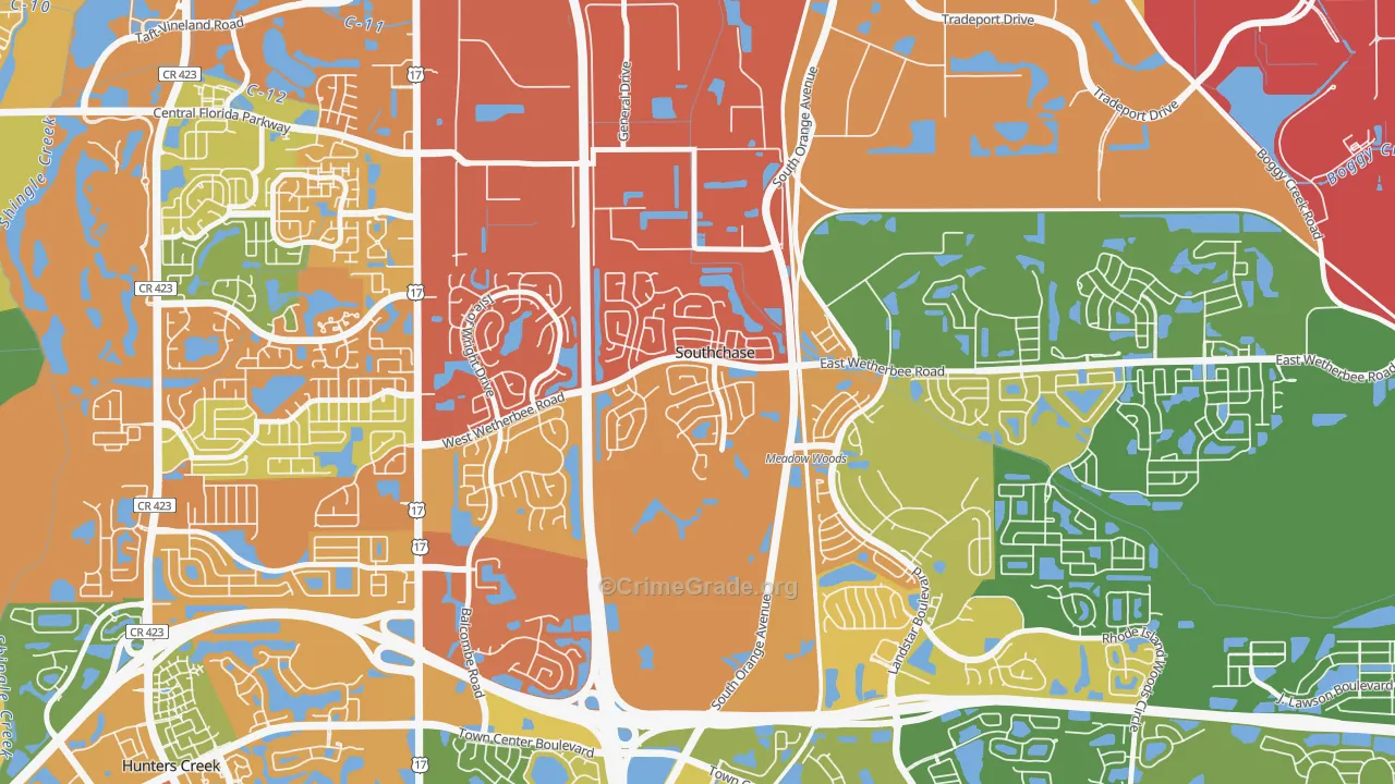 Southchase Village, Southchase, FL Map of Burglary Rates