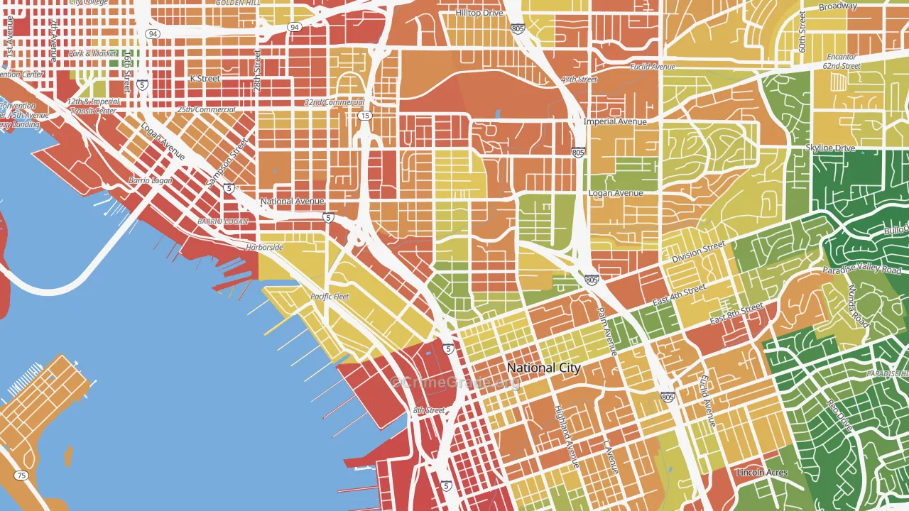 Southcrest, San Diego, CA Map of Burglary Rates