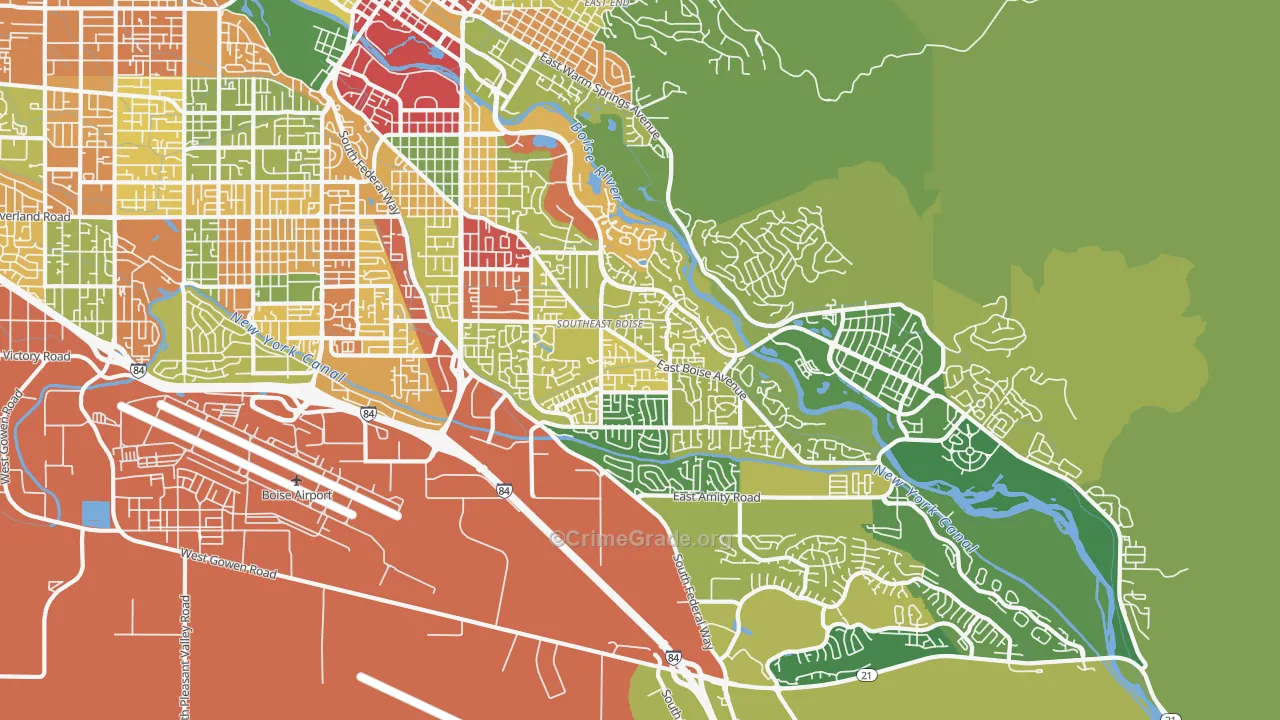 Southeast Boise, Boise, ID Map of Burglary Rates