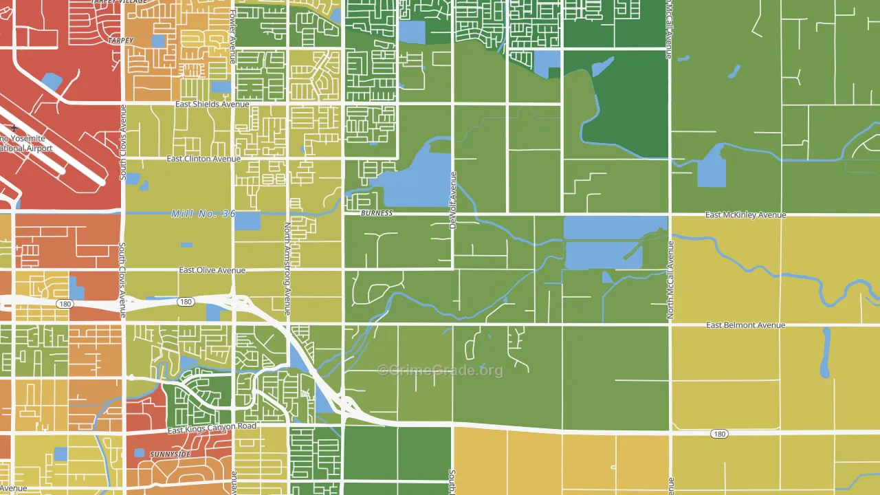 Southeast Growth Area, Fresno, CA Map of Burglary Rates