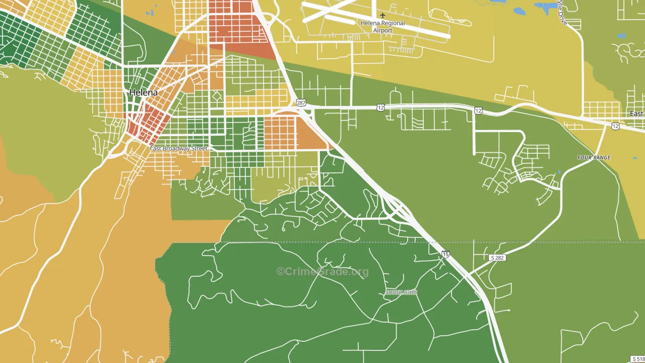 Southeast, Helena, MT Map of Burglary Rates