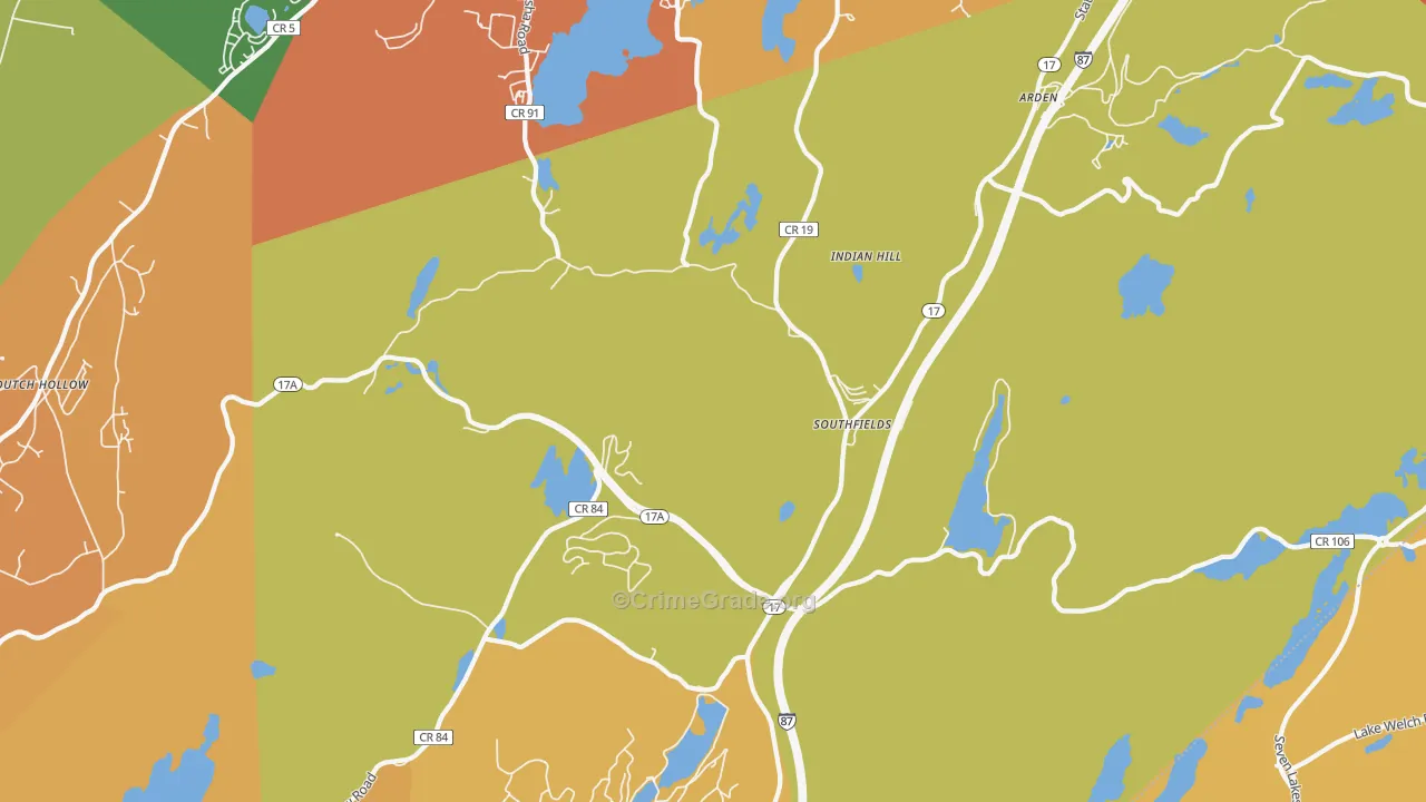Southfields, NY Map of Burglary Rates