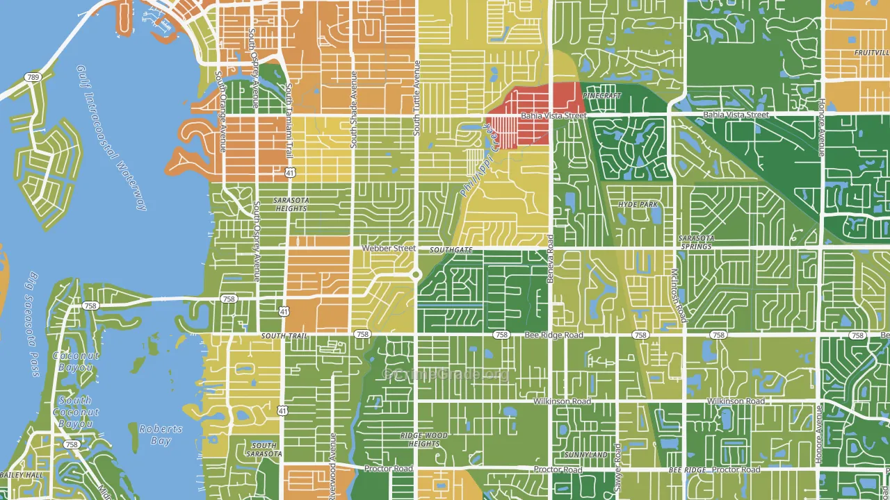 Southgate, FL Map of Burglary Rates