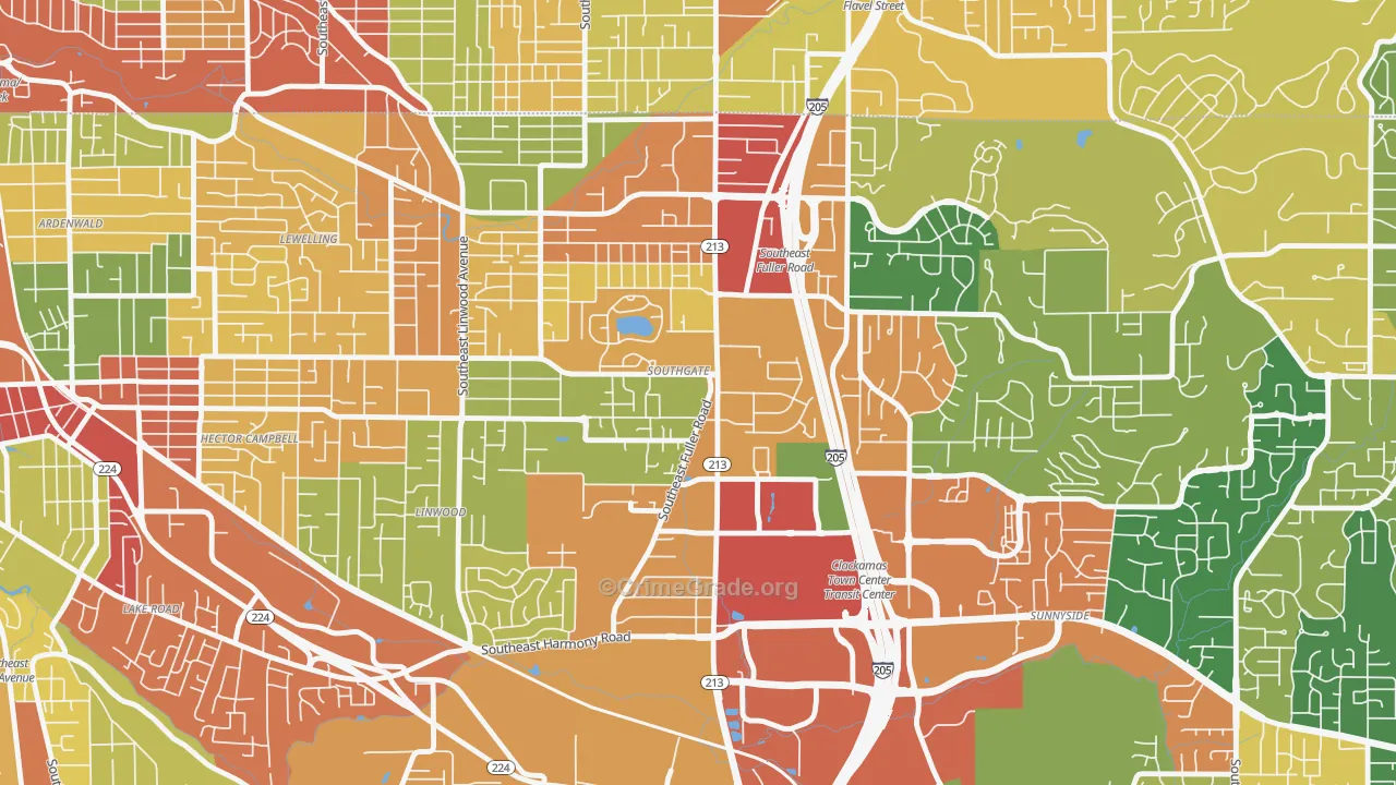 Southgate, Portland, OR Map of Burglary Rates