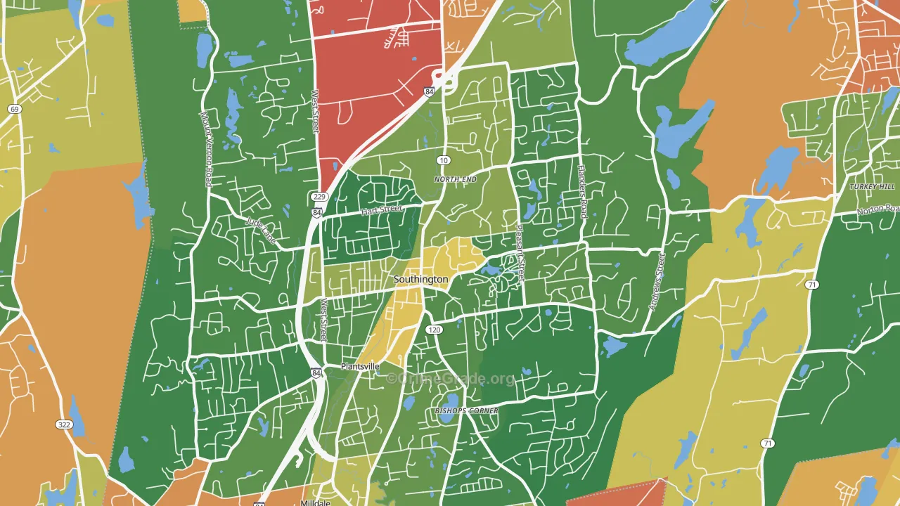 Southington, CT Map of Burglary Rates