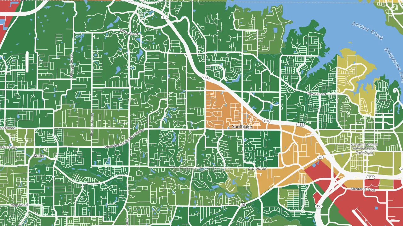 Southlake, TX Map of Burglary Rates