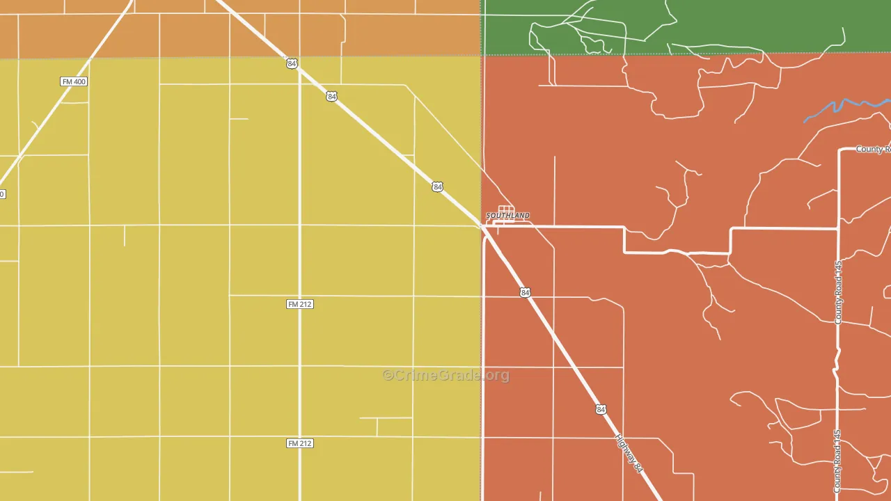 Southland, TX Map of Burglary Rates
