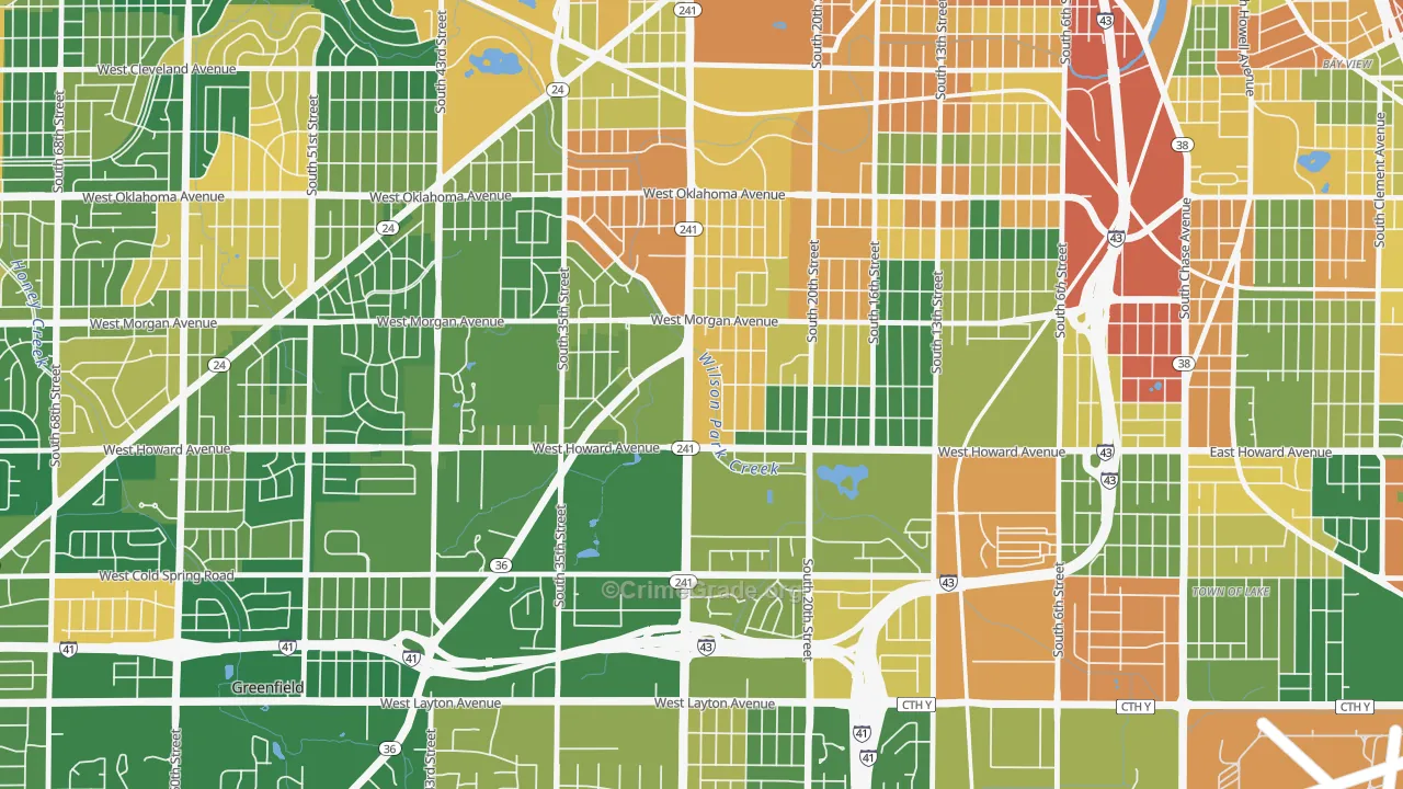 Southpoint, Milwaukee, WI Map of Burglary Rates