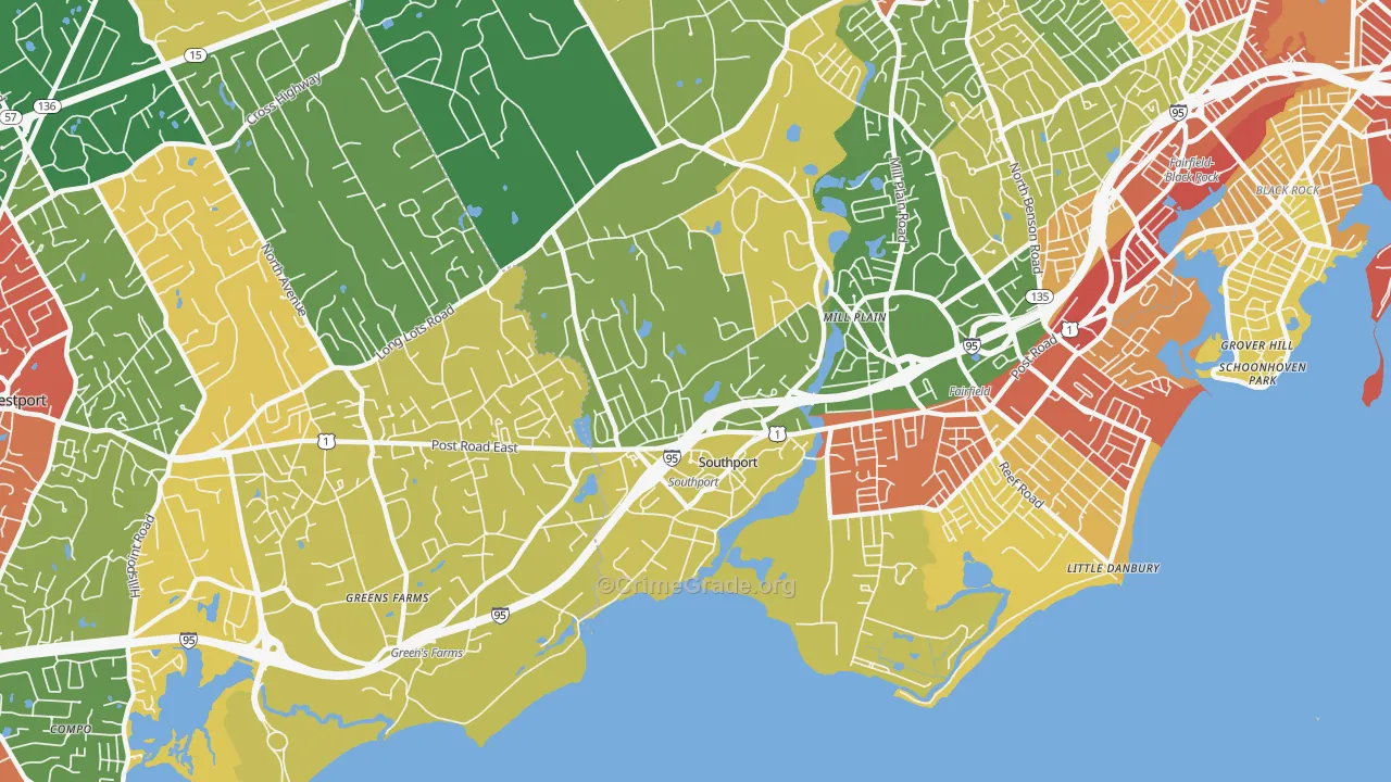 Southport, CT Map of Burglary Rates