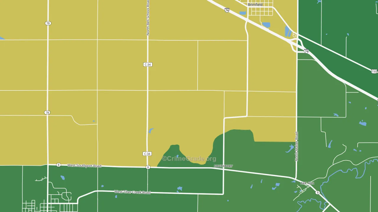 Southport, IL Map of Burglary Rates