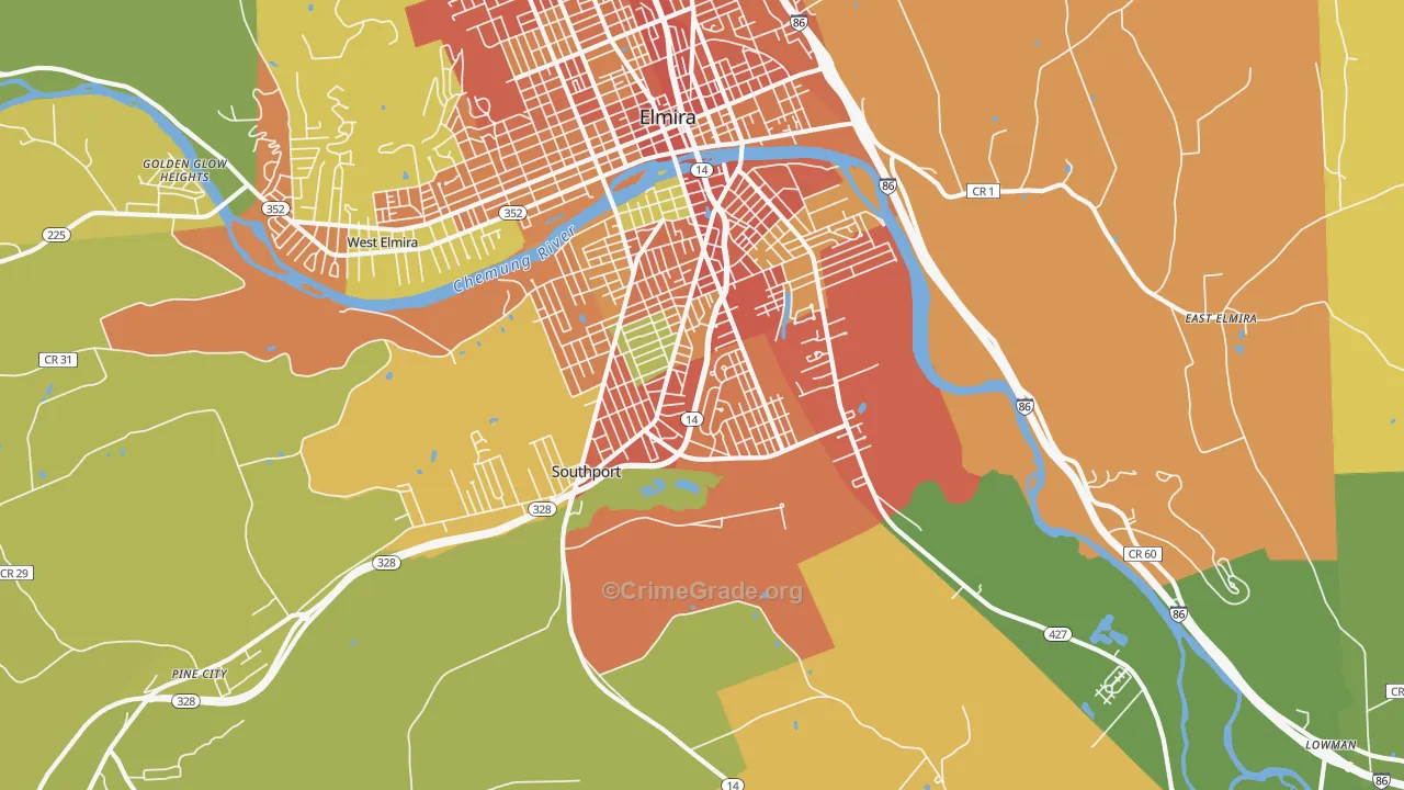 Southport, NY Map of Burglary Rates