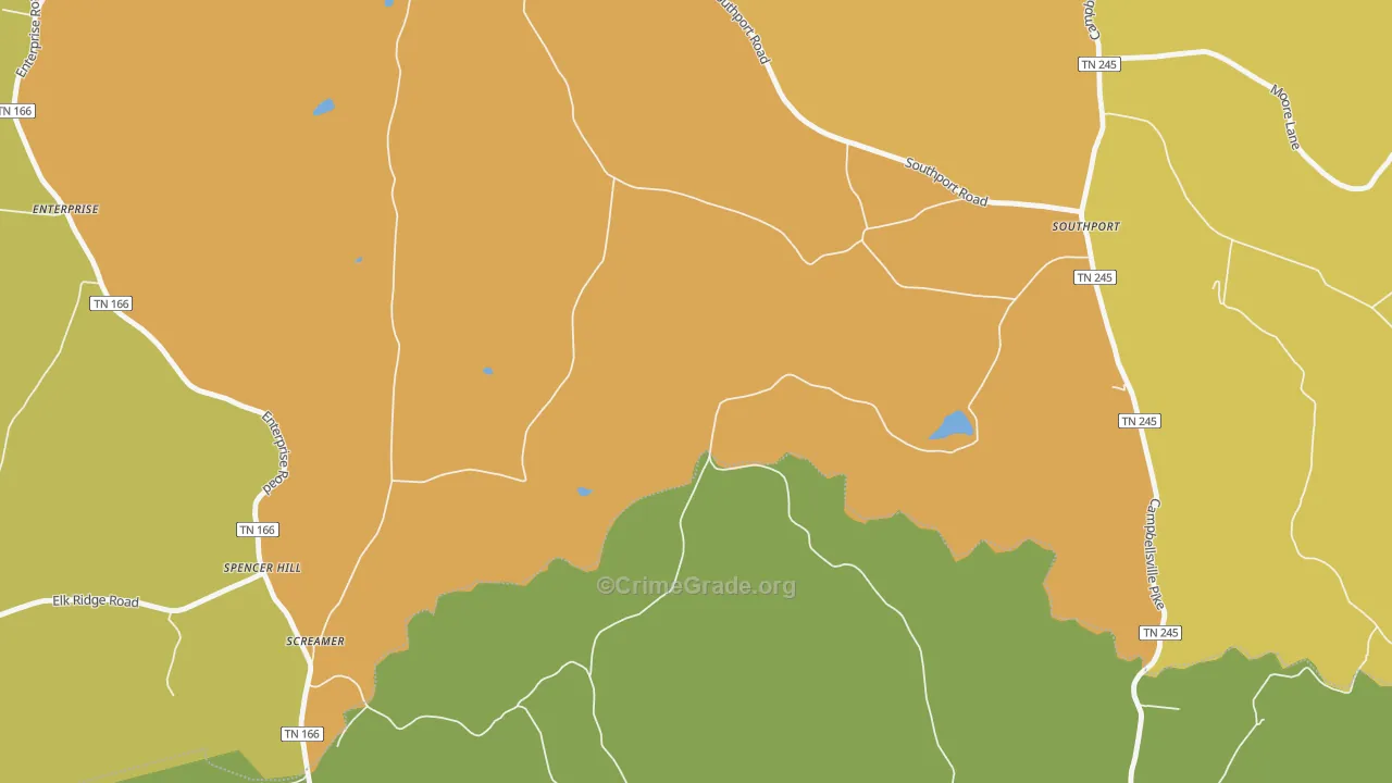 Southport, TN Map of Burglary Rates