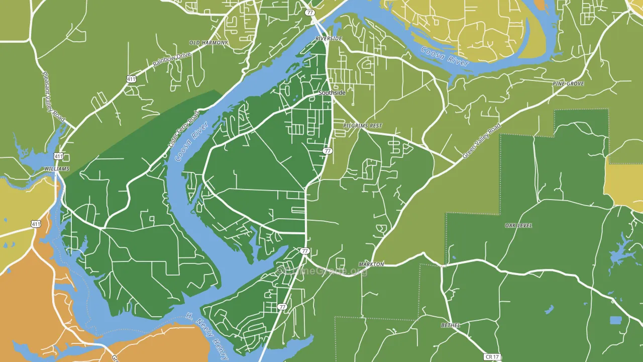 Southside, AL Map of Burglary Rates