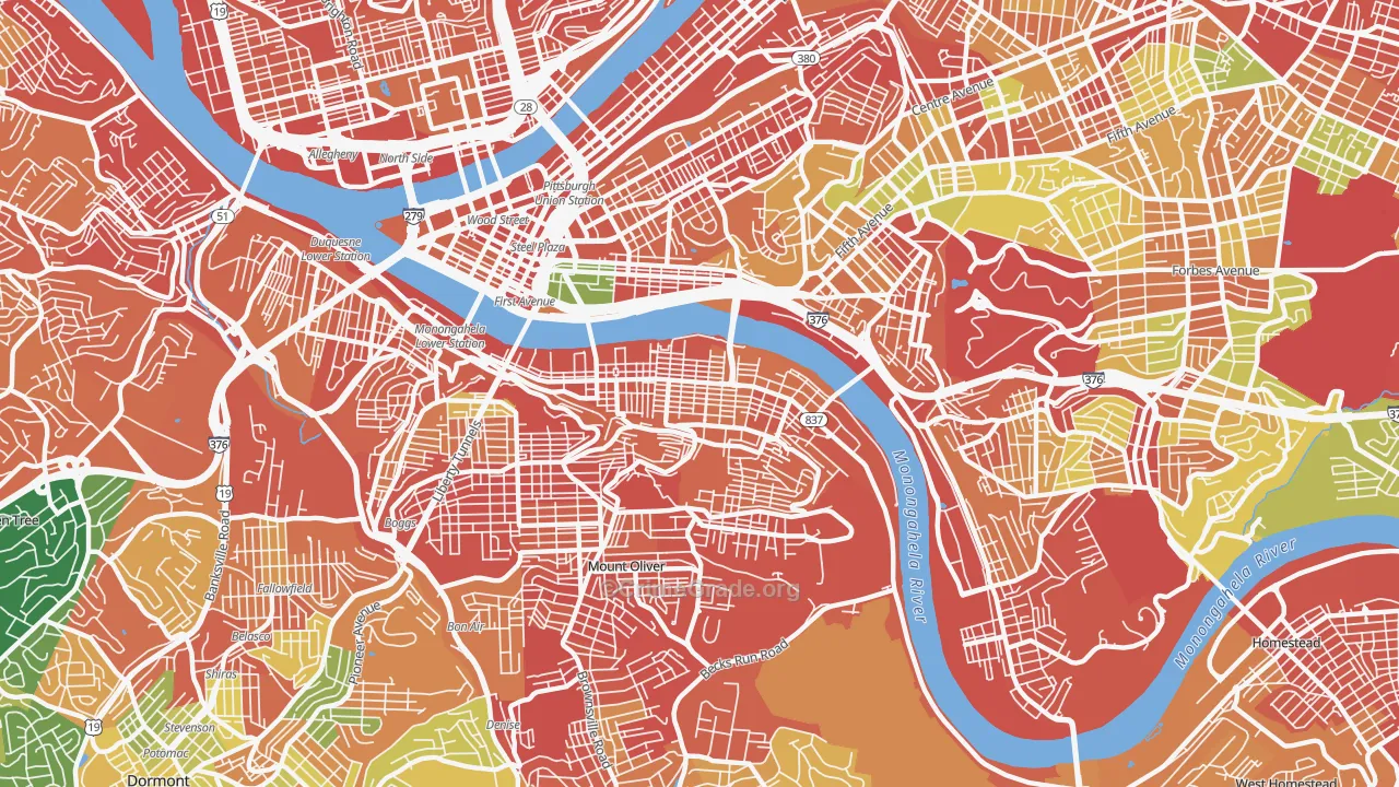 Southside Flats, Pittsburgh, PA Map of Burglary Rates