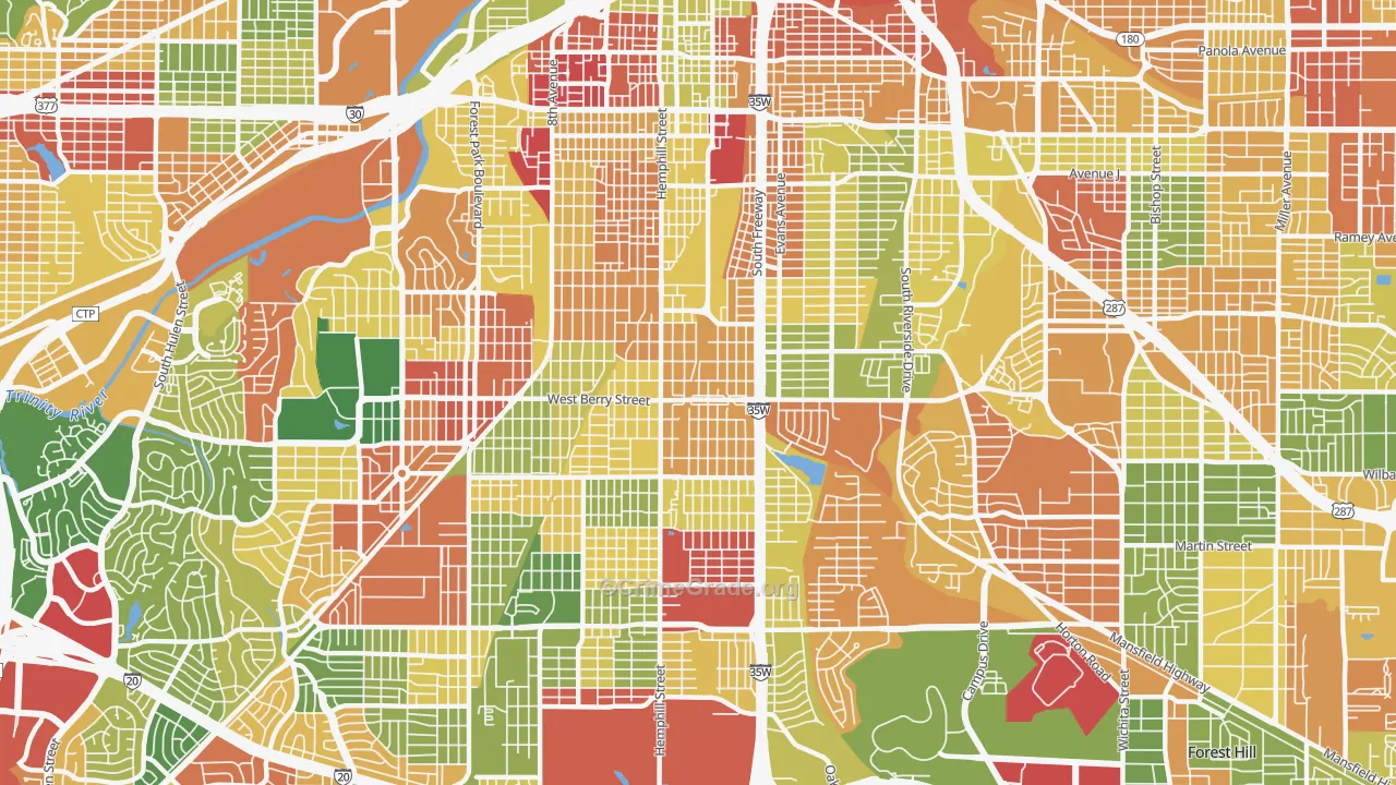 Southside, Fort Worth, TX Map of Burglary Rates