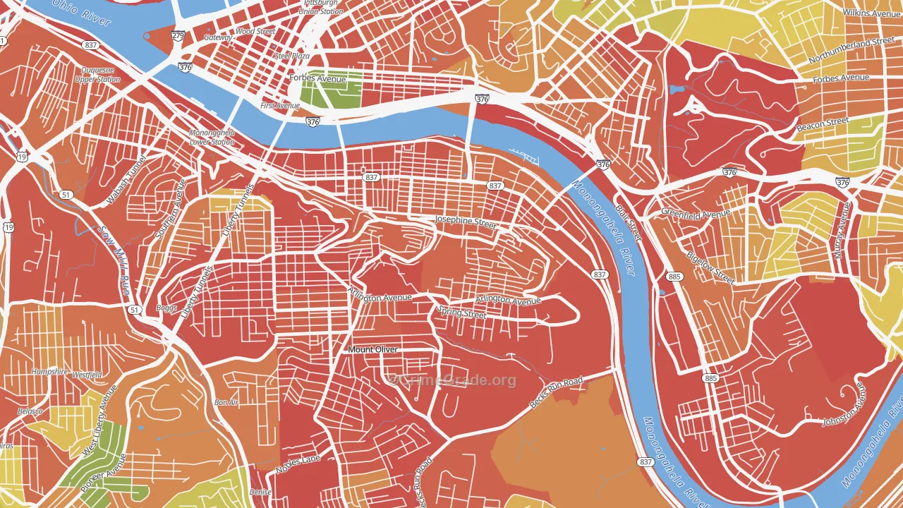 Southside Slopes, Pittsburgh, PA Map of Burglary Rates