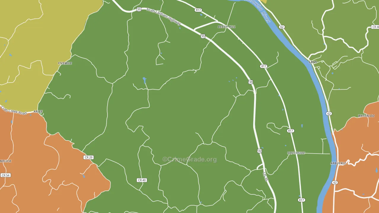 Southside, WV Map of Burglary Rates