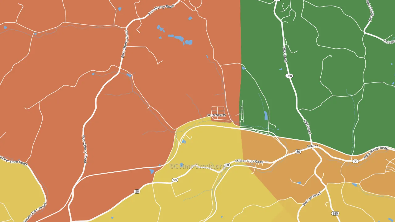 Southview, PA Map of Burglary Rates