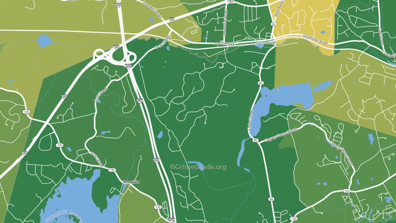 Southville, MA Map of Burglary Rates