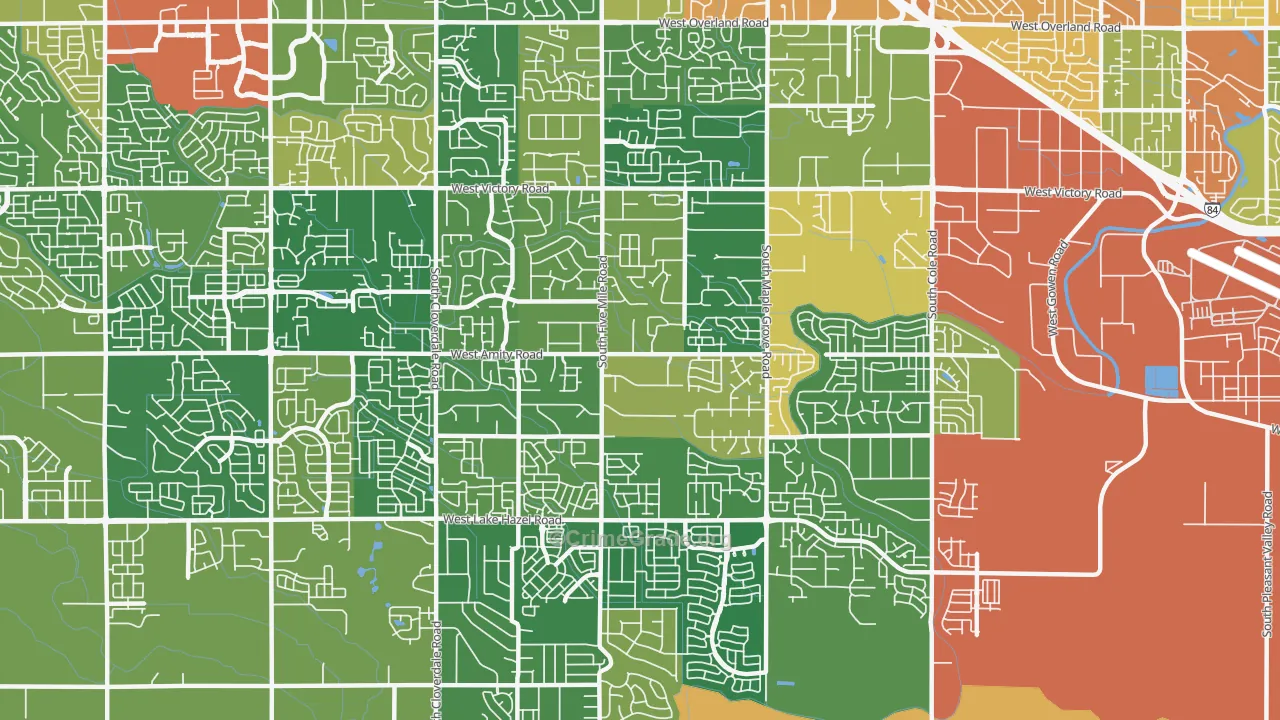 Southwest Ada, Boise, ID Map of Burglary Rates