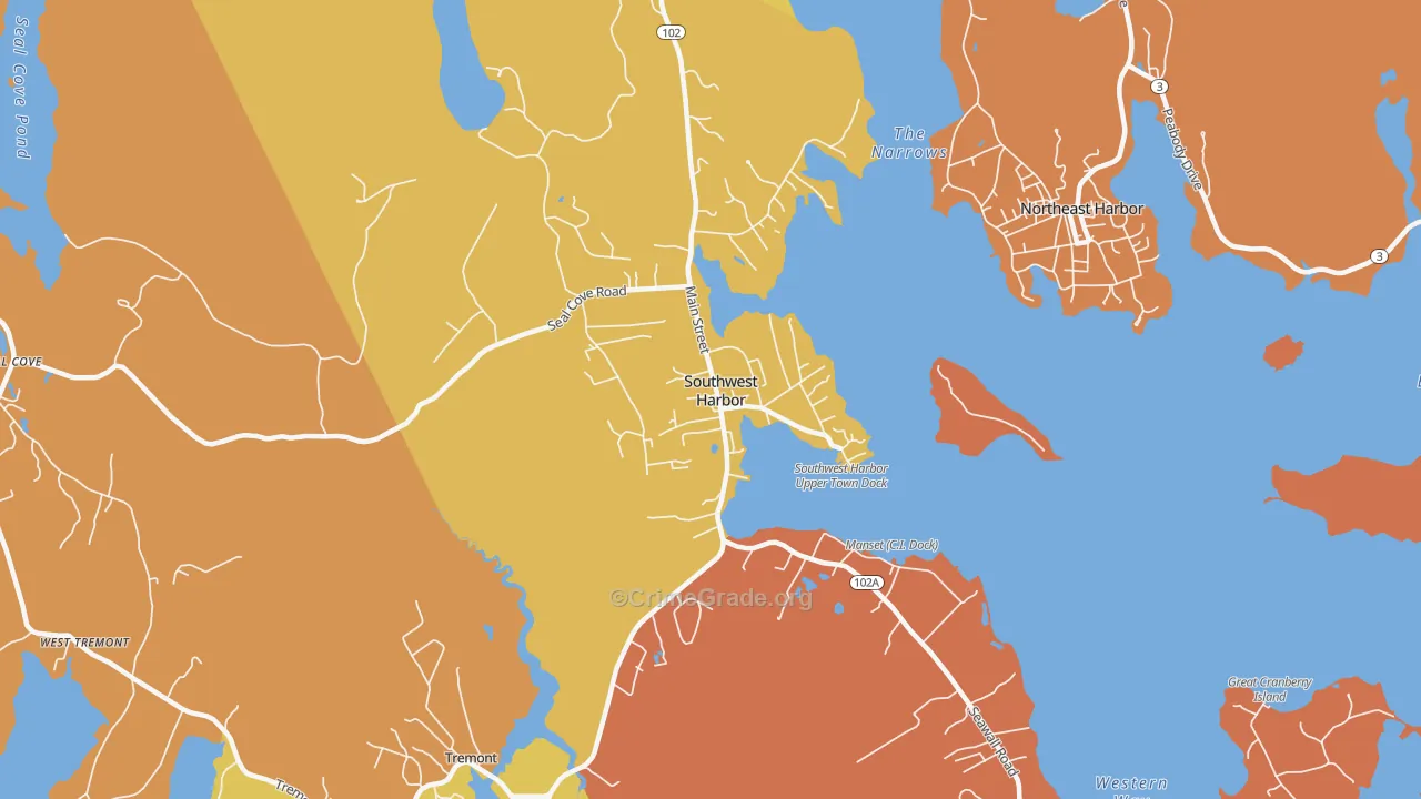 Southwest Harbor, ME Map of Burglary Rates