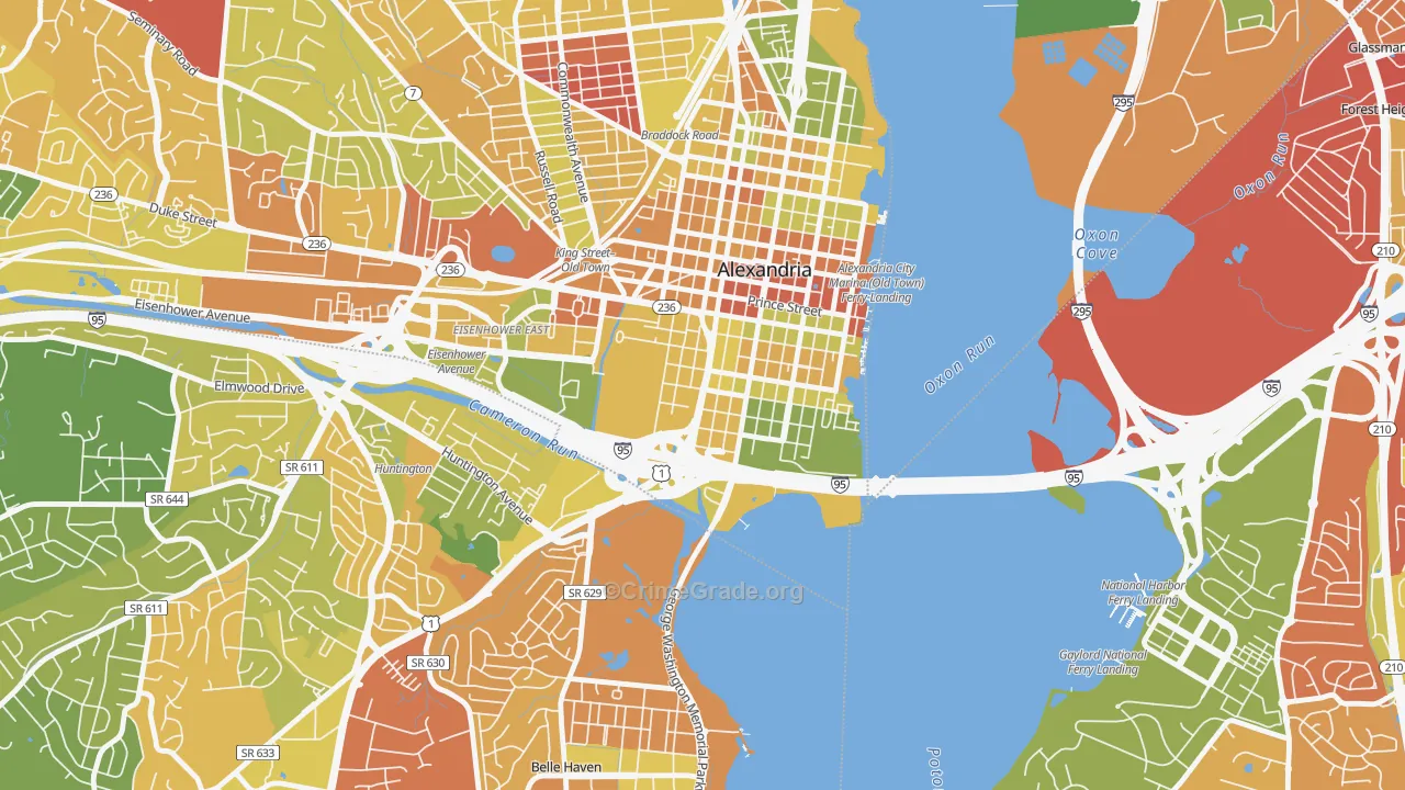 Southwest Quadrant, Alexandria, VA Map of Burglary Rates