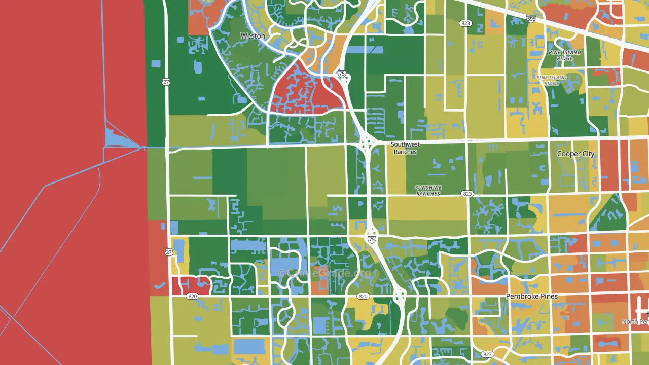 Southwest Ranches, FL Map of Burglary Rates
