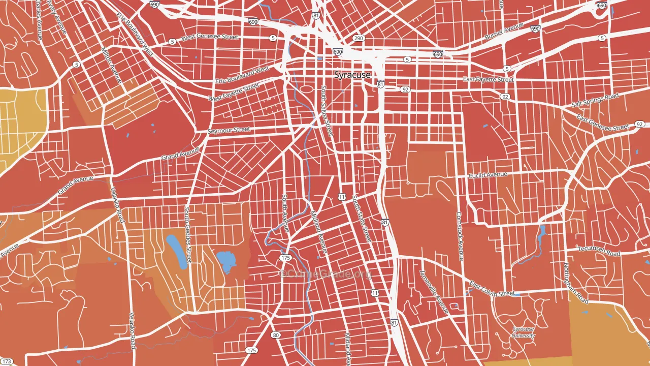Southwest, Syracuse, NY Map of Burglary Rates