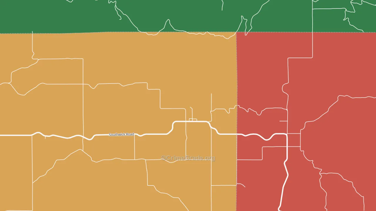 Southwick, ID Map of Burglary Rates