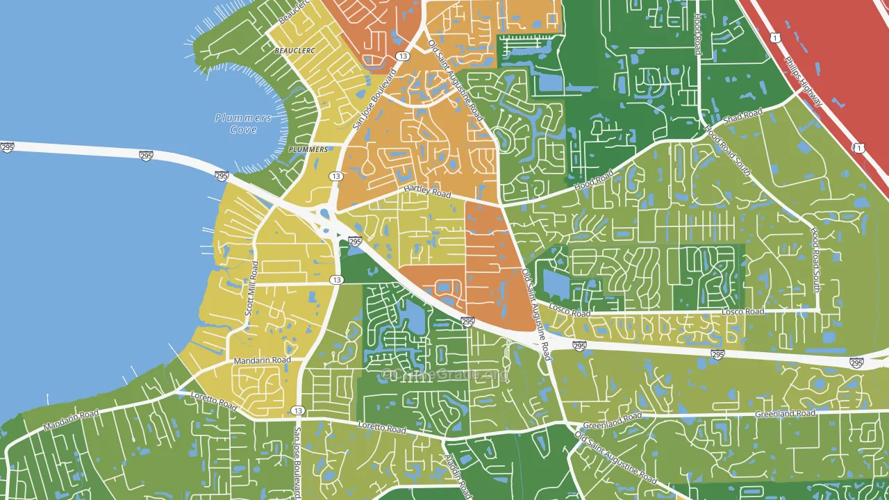 Southwood, Jacksonville, FL Map of Burglary Rates