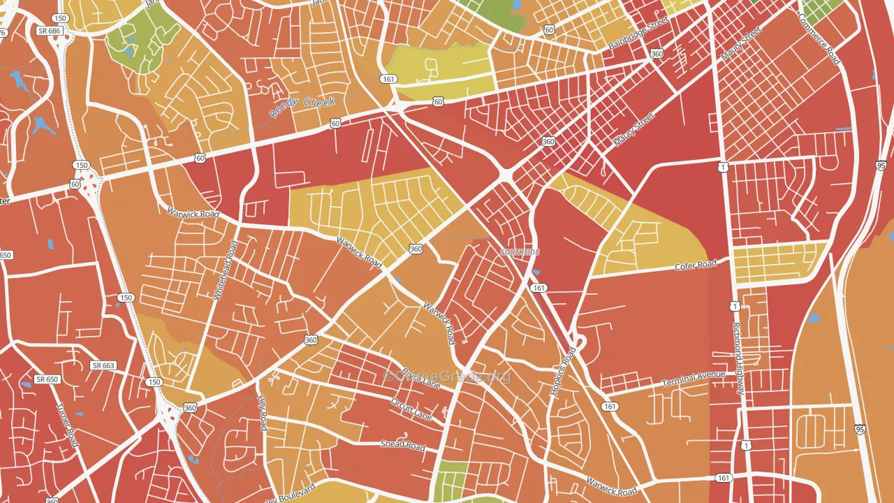 Southwood, Richmond, VA Map of Burglary Rates