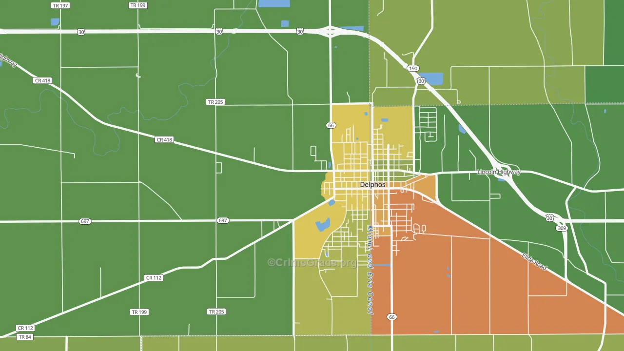 Southworth, OH Map of Burglary Rates