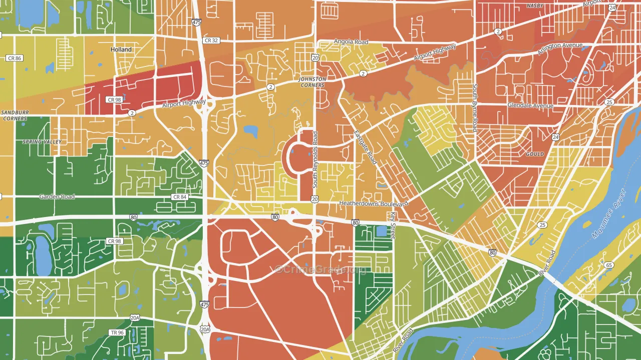 Southwyck, Toledo, OH Map of Burglary Rates