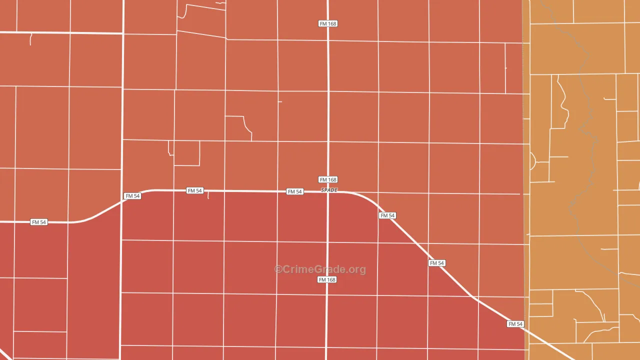 Spade, TX Map of Burglary Rates