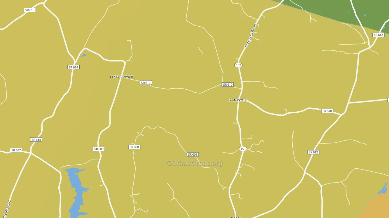 Spainville, VA Map of Burglary Rates