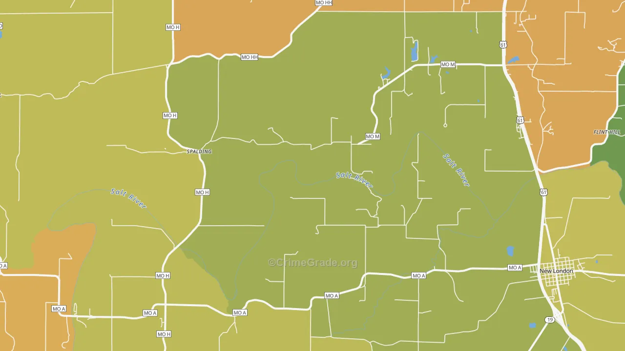 Spalding, MO Map of Burglary Rates