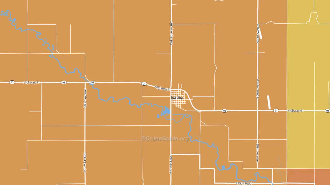 Spalding, NE Map of Burglary Rates
