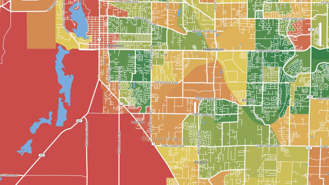 Spanaway, WA Map of Burglary Rates
