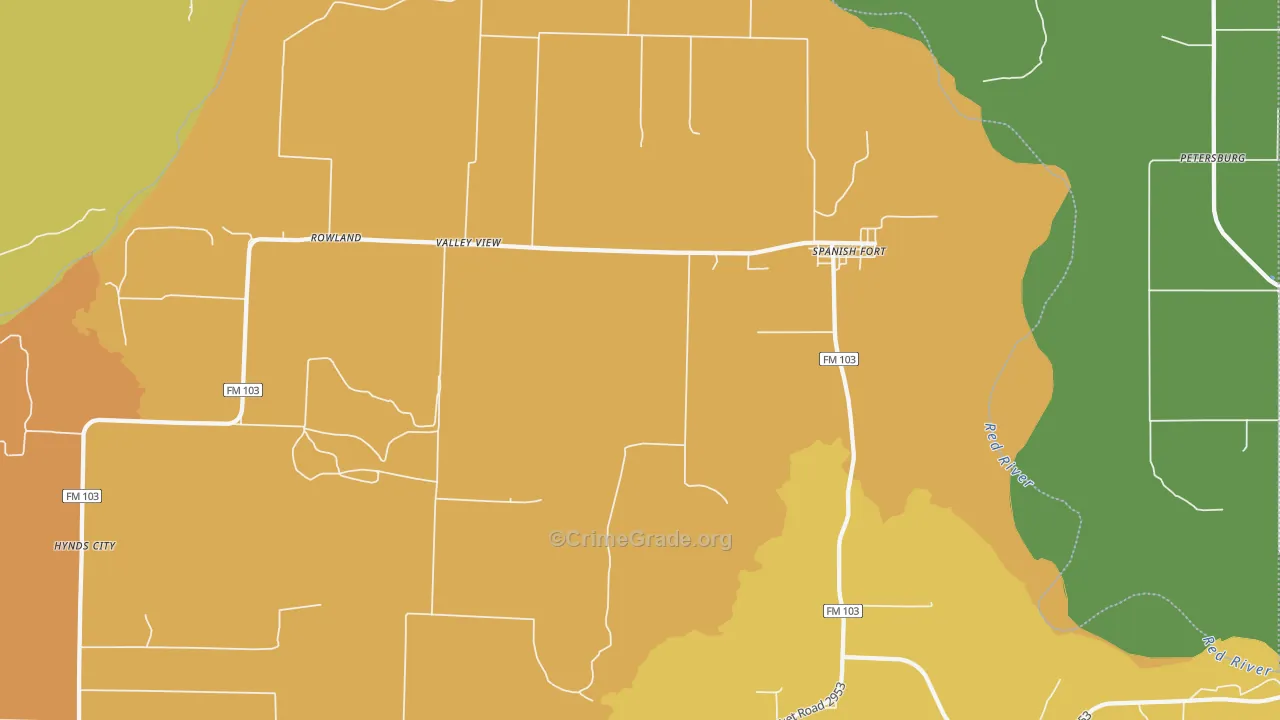 Spanish Fort, TX Map of Burglary Rates