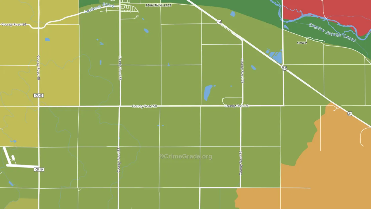 Spanish Village, CO Map of Burglary Rates