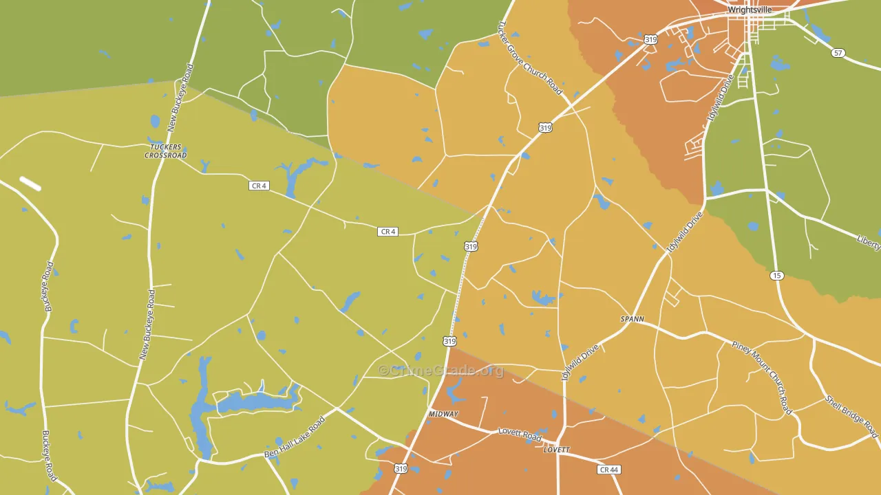 Spann, GA Map of Burglary Rates