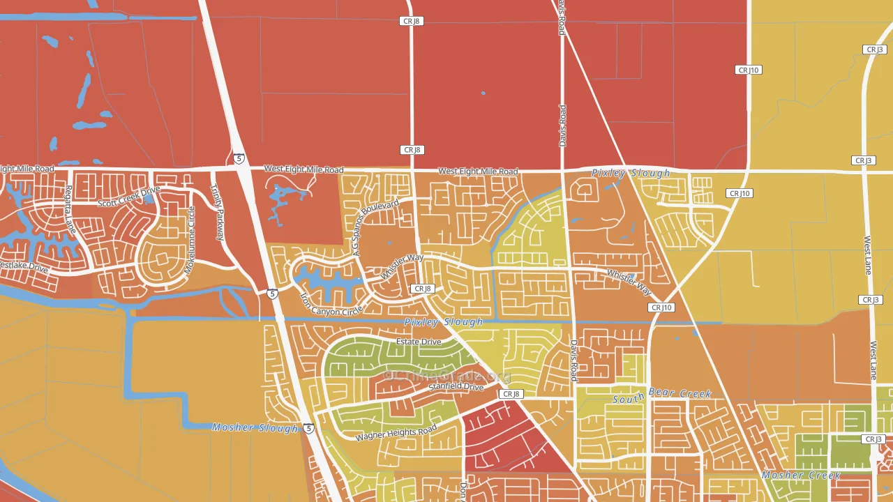 Spanos Park, Stockton, CA Map of Burglary Rates