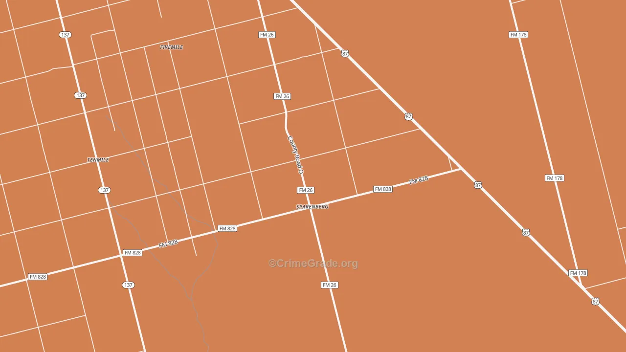 Sparenberg, TX Map of Burglary Rates
