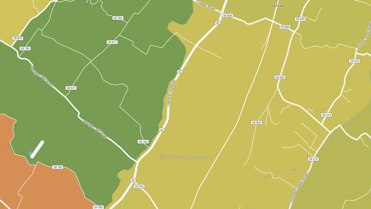 Sparkling Springs, VA Map of Burglary Rates