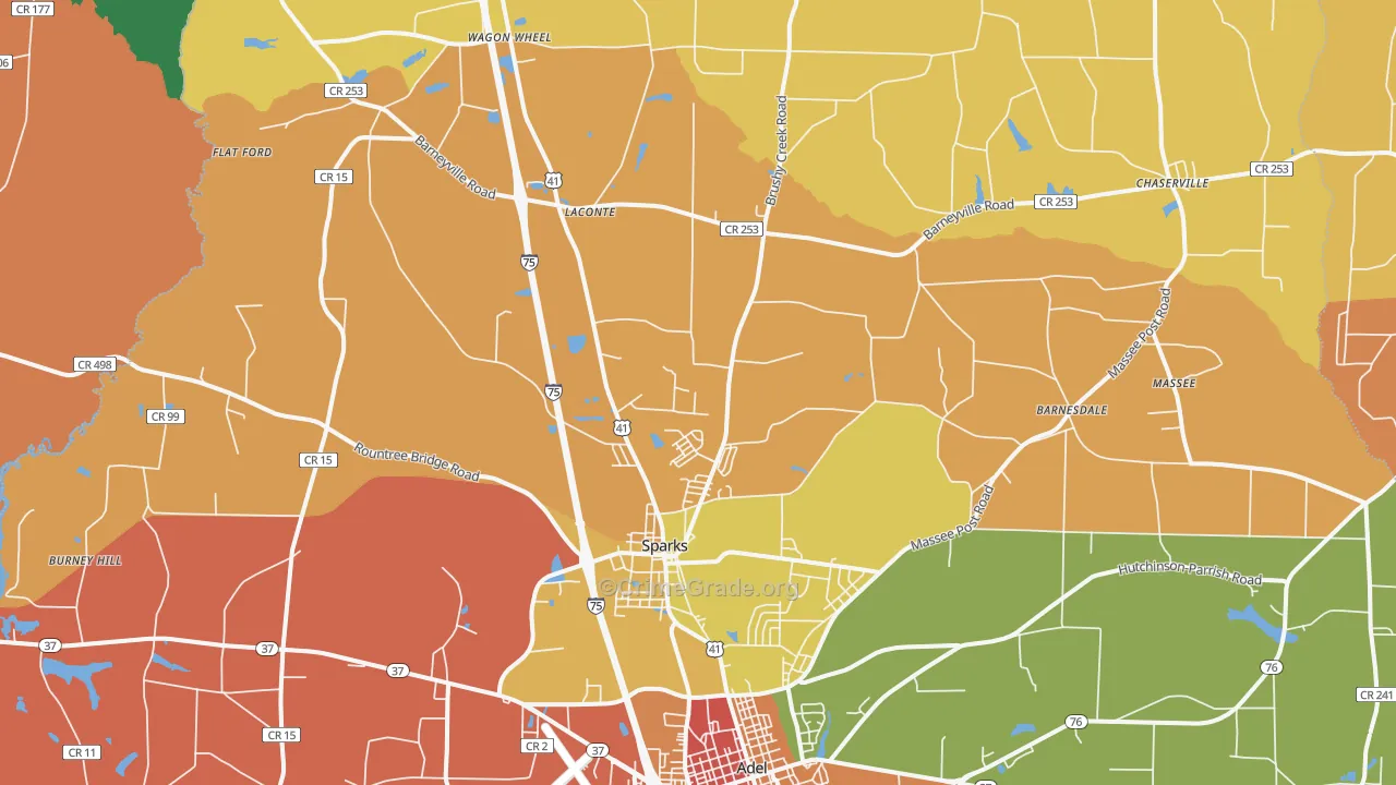 Sparks, GA Map of Burglary Rates