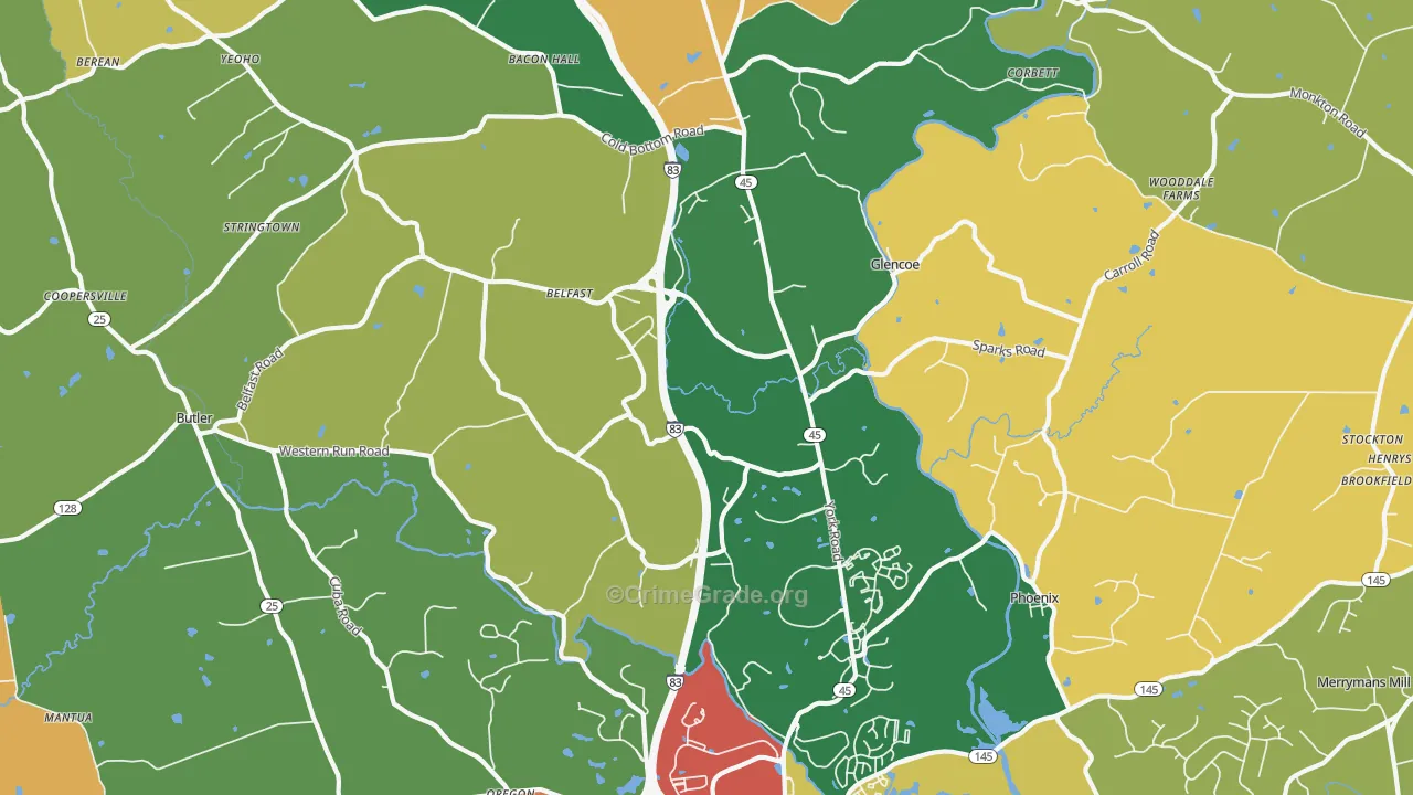 Sparks Glencoe, MD Map of Burglary Rates